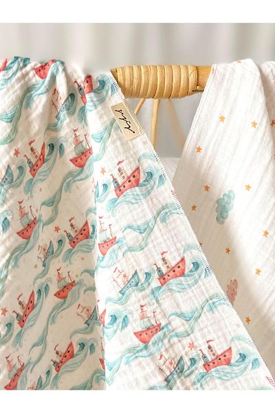 Zezig Hello Bebi Series Set of 2 Muslin Blankets - Deniz 85X85