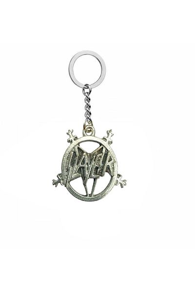 Herşey Nota Slayer Pentagram Figured Metal Keychain – Heavy Metal & Gothic Style Accessory
