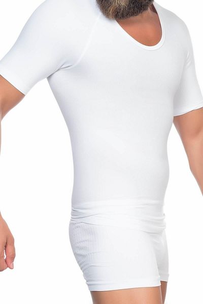 emosavm White Emay E1010 Half Sleeve Men's Corset Undershirt