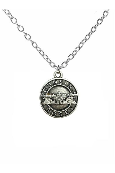 Herşey Nota Guns N' Roses Rock Metal Band Themed Round Chain Necklace – 60 cm Unisex Jewelry