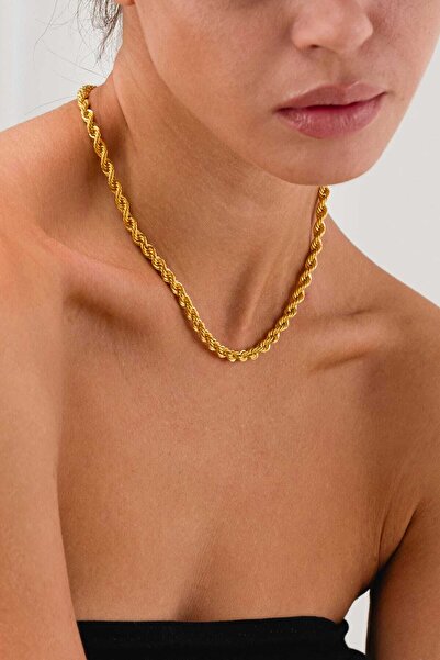 FERMAS KUYUMCULUK 14 Ayar Kalın Halat Burgu Altın Zincir Kolye