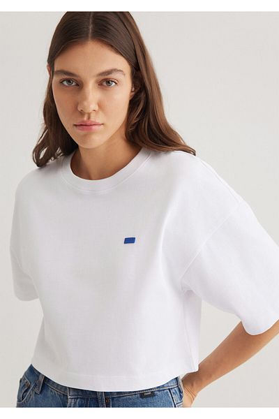Mavi Crew Neck Basic White Crop T-shirt Crop / Short Cut1612187-620