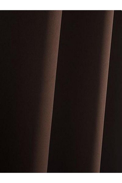 Karasi Brown Color Yiğit Curtain - Blackout Background, Flat Planting