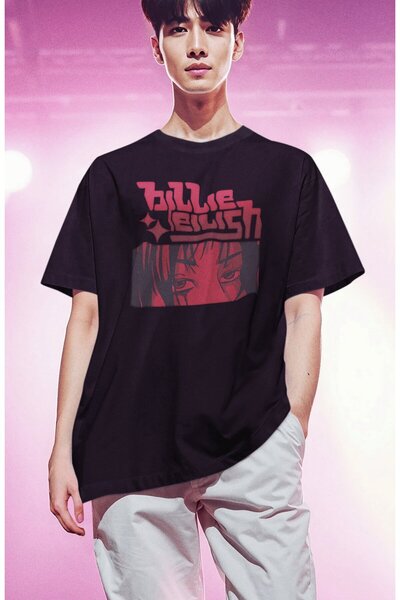 Fuddy Moda Unisex anime stilska majica Billie Eilish Štampano, Oversize kroj ...