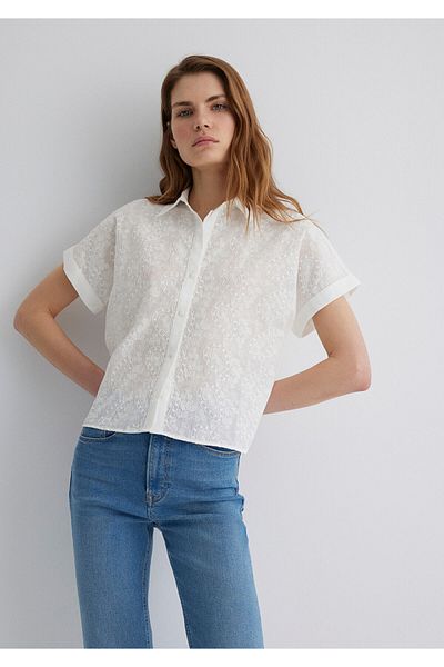 Mavi Cămașă albă cu detaliu de broderie Regular Fit 1210740 -70057