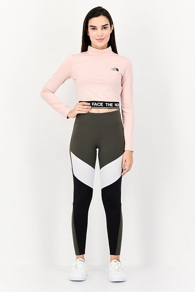 THE NORTH FACE Women Sportswear Fit Long Sleeve Training Crop Top, Peach Pink