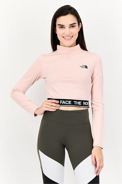 THE NORTH FACE Women Sportswear Fit Long Sleeve Training Crop Top, Peach Pink