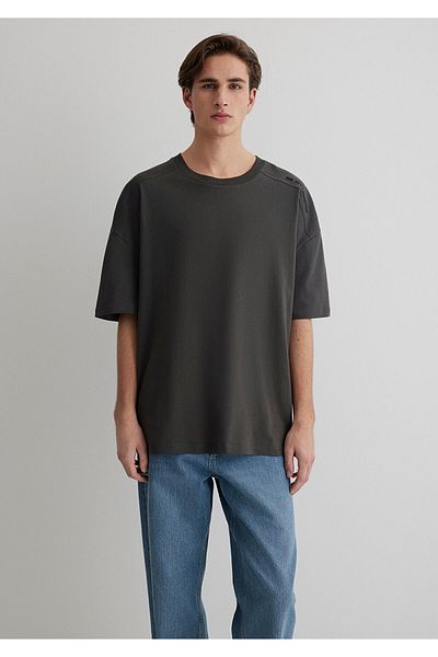 Mavi Κέντημα Λεπτομερές μπλουζάκι ανθρακί Oversize / Φαρδιά κοπή 0612132 -70090