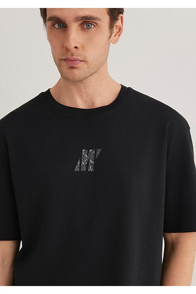 Mavi Pro Logo Printed Black T-Shirt Loose Fit / Loose Relaxed Fit0612189-900