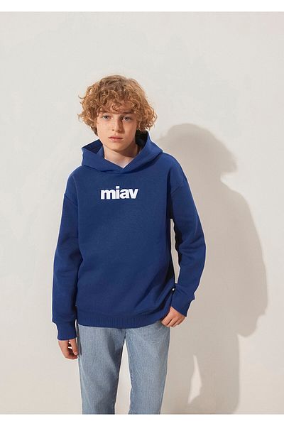 Mavi Hanorac pentru copii cu glugă cu imprimeu Miav bleumarin 6s10028-70722