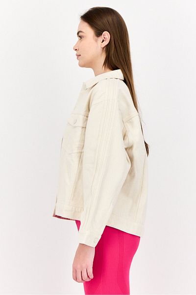 adidas Women Sportswear Fit Outdoor Denim Jacket, Cream