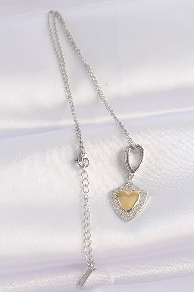 Skygo 316L Steel Chain and Silver Color Zircon Stone Heart Necklace - TJ-BKO8661