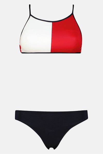 Tommy Hilfiger Kids Girl 2Pcs Brand Logo Swimwear Set, Multicolor