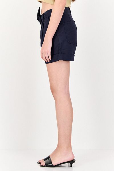 Tommy Hilfiger Women Belted Plain Basic Shorts, Navy