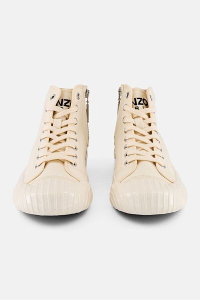 Kenzo Women School High Cut Lace Up Casual Shoes, Cream