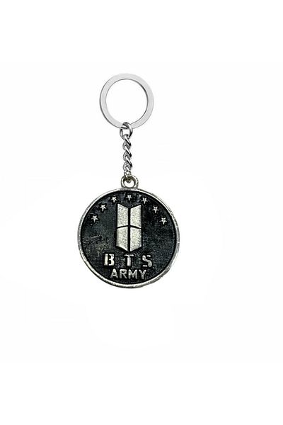 Herşey Nota Bts Army Logo Black Metal Keychain – K-Pop Fan Accessory