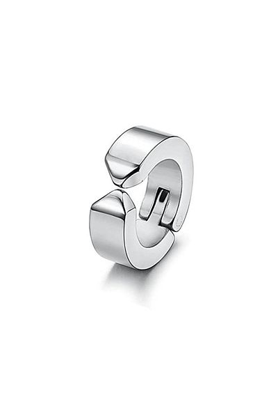 maarketim Men's Earrings - 2 Pieces of Steel Clip Earrings Stainless Steel Silver Color Earrings