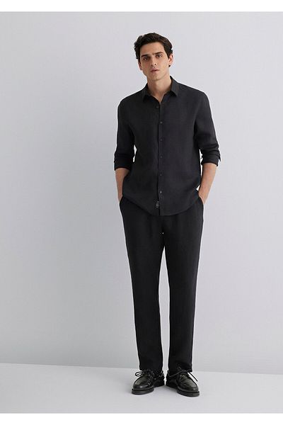 Mavi Linen Black Trousers -0010358-900 Model
