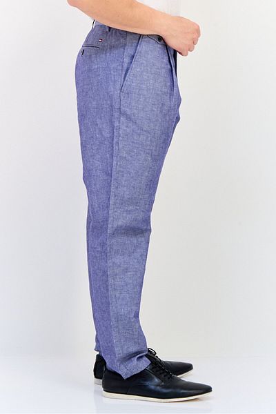 Tommy Hilfiger Men Slim Fit Chambray Chino Pants, Indigo Blue