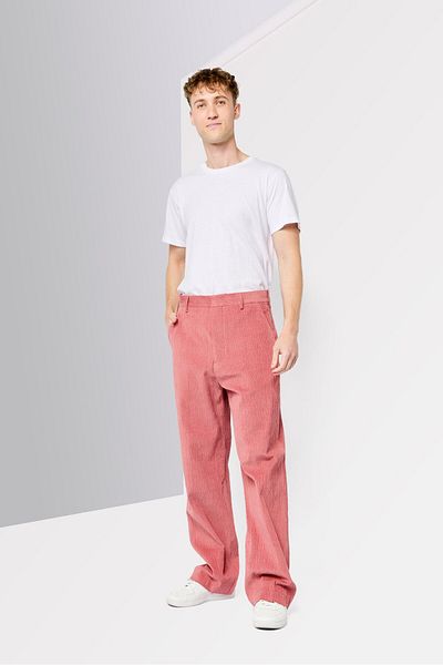 Tommy Hilfiger Men Regular Fit Textured Straight Leg Pants, Old Rose