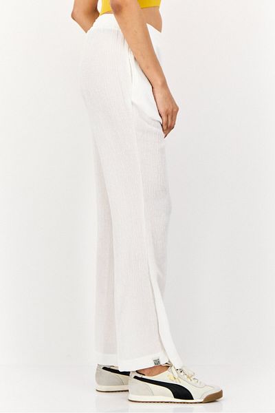 The Giving Movement Women Regular Fit Textured Wide Leg Pants, White