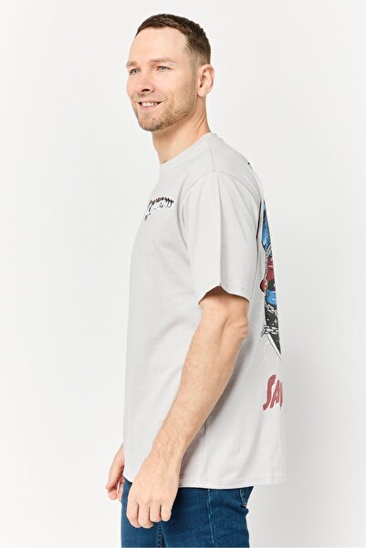 DC Men Superman Crew Neck Short Sleeves T-Shirt, Light Grey