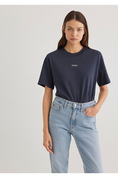 Mavi Tricou albastru bleumarin cu sigla imprimat 1612829 -85315