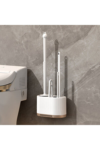 Choice فرشاة تنظيف المرحاض المنزلية البيضاء المثبتة على الحائط، بدون زاوية لل...