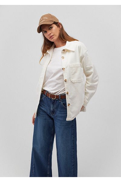 Mavi Cămașă din catifea albă Loose Fit / Loose Relaxed Fit 1210968 -70057