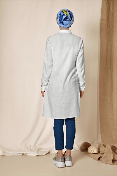 Alvina Asymetric Cut Linen Tunic with Pocket 4985