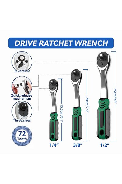 NIUXIANG 216 PCS Car Mechanic Socket Tool Kit Set - Car Repair Tool Wrench Set Batch Head Ratchet Pawl Socket