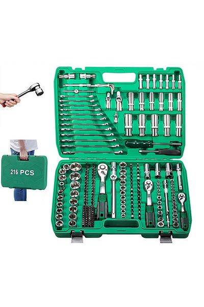 NIUXIANG 216 PCS Car Mechanic Socket Tool Kit Set - Car Repair Tool Wrench Set Batch Head Ratchet Pawl Socket