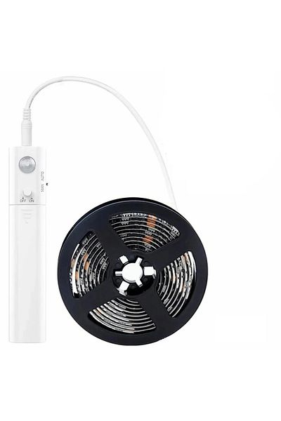 OEM Banda LED cu lumina alb rece 5000K, 2 m, 800 lm, 4,8 W, alimentare 4x baterii, IP20, alb