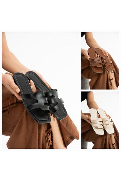 Moda Devrin Γυναικείες παντόφλες 3 Pack Piping Παντόφλες για το σπίτι και το εξωτερικό