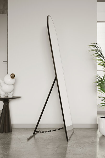 Marsah Home Oglinda semiovala de podea cu suport 150x60 Cm Negru