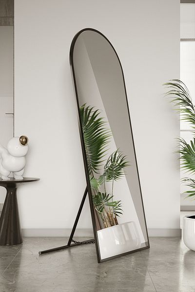 Marsah Home Oglinda semiovala de podea cu suport 150x60 Cm Negru
