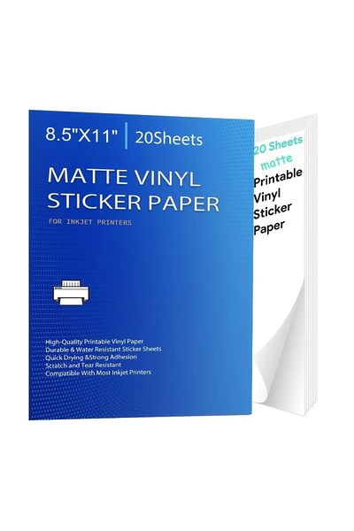 Choice Matte Printable Vinyl Sticker Paper For Inkjet Laser Printer Glossy White Matte 20 Self-adhesive She