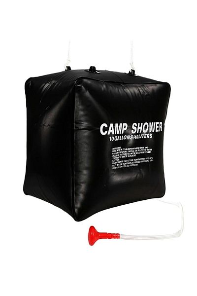 Aptel Solar camping shower, 40L, 40x40x28 cm, 70 cm hose, 2 m rope, black