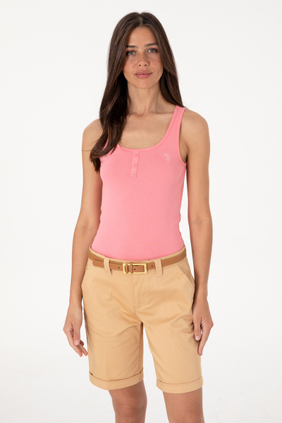 U.S. Polo Assn. Kadın Pembe Kolsuz Bisiklet Yaka Basic Tişört 50300895-VR041