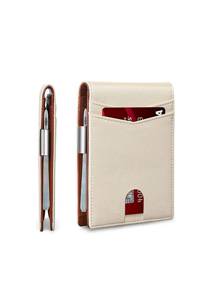 Busy Lady&Gentleman Men's Leather Wallet, Slim, With Card Anti-scan Protection, Black