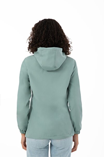 Montup Γυναικείο αδιάβροχο πράσινο μέντας αδιάβροχο με κουκούλα - με επένδυση και τσέπες