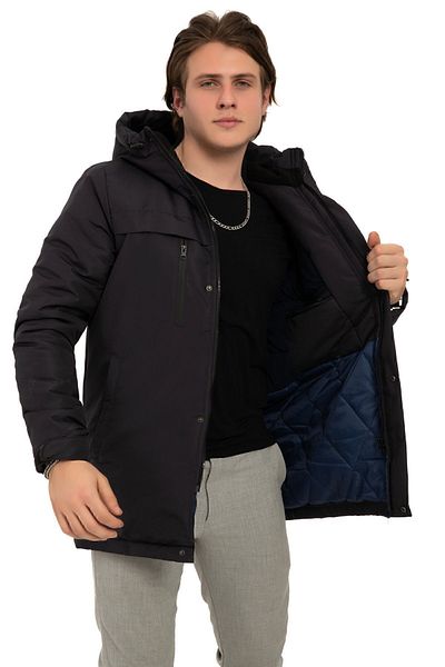 Montup Navy Blue Men's Winter Jacket - Fleece, Fur, Water and Windproof, Hooded