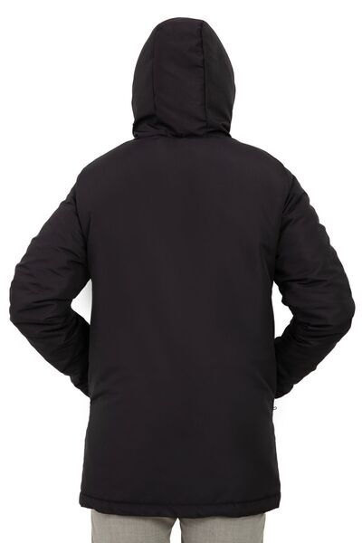 Montup Ανδρικό χειμωνιάτικο παλτό Navy Blue - Fleece, Γούνα, Αδιάβροχο και Αντιανεμικό, Κουκούλα