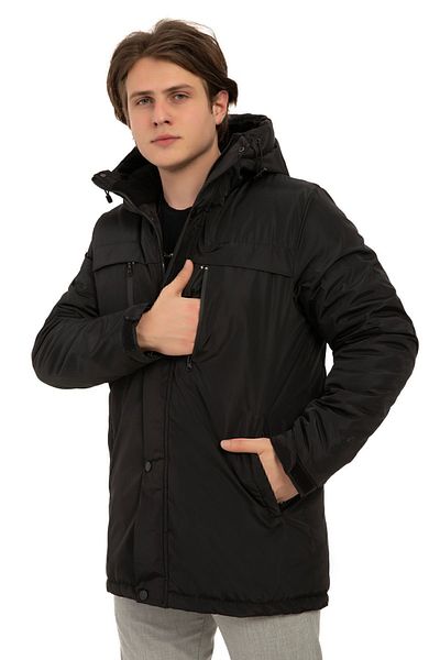 Montup Men's Black Winter Jacket - Fleece, Fur, Water and Windproof, Hooded