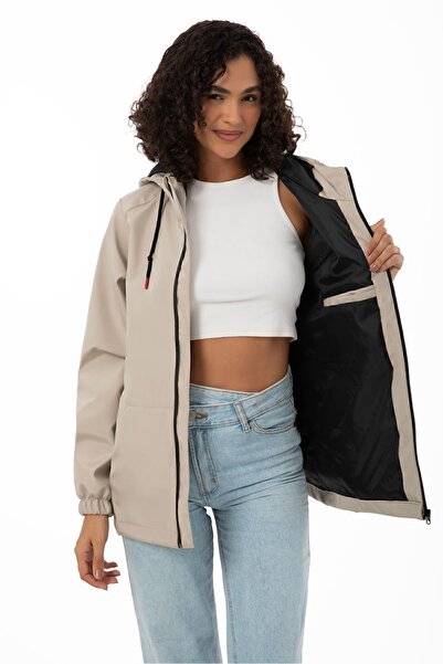 Montup Pelernă de ploaie pentru femei cu glugă impermeabilă și rezistentă la vânt - căptușită cu piatră, buzunare interioare