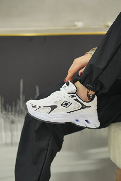 SOLAZER Kadın Beyaz Siyah Sneaker Günlük Spor Ayakkabı 046