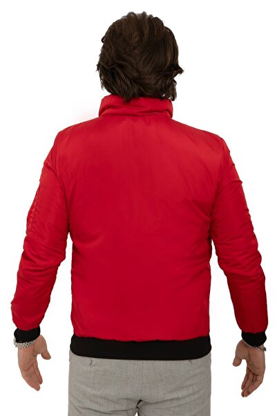 Montup Κόκκινο ανδρικό παλτό - γιακάς, εσωτερικά με φόδρα, τσέπες, εποχιακό, αδιάβροχο και αντιανεμικό