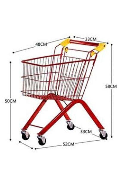 HSM Kids Iron Shopping Cart, Small Supermarket Trolley with Sturdy Metal Frame, Pretend Shopping Cart