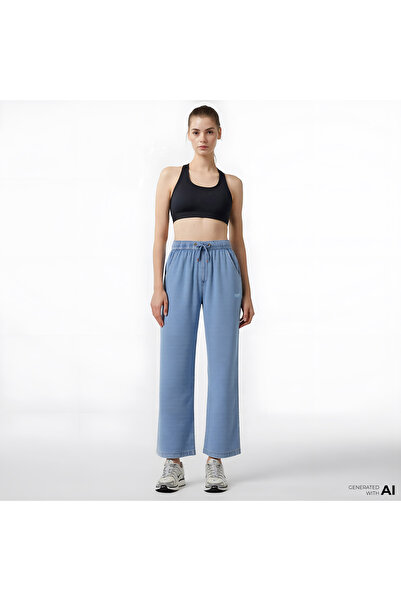 Tommy Hilfiger Twill Denim Long Palazzo Kadın Mavi Pantolon