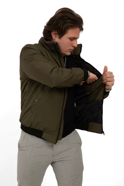 Montup Ανδρικό παλτό Χακί - γιακάς με τσέπες, φόδρα και αδιάβροχο και αντιανεμικό